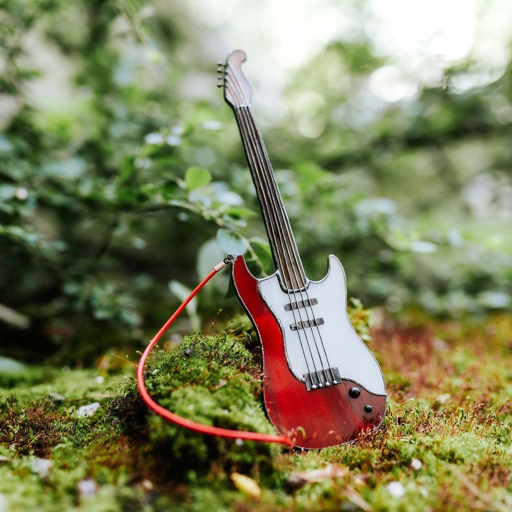 Stained Glass Bass Guitar Suncatcher