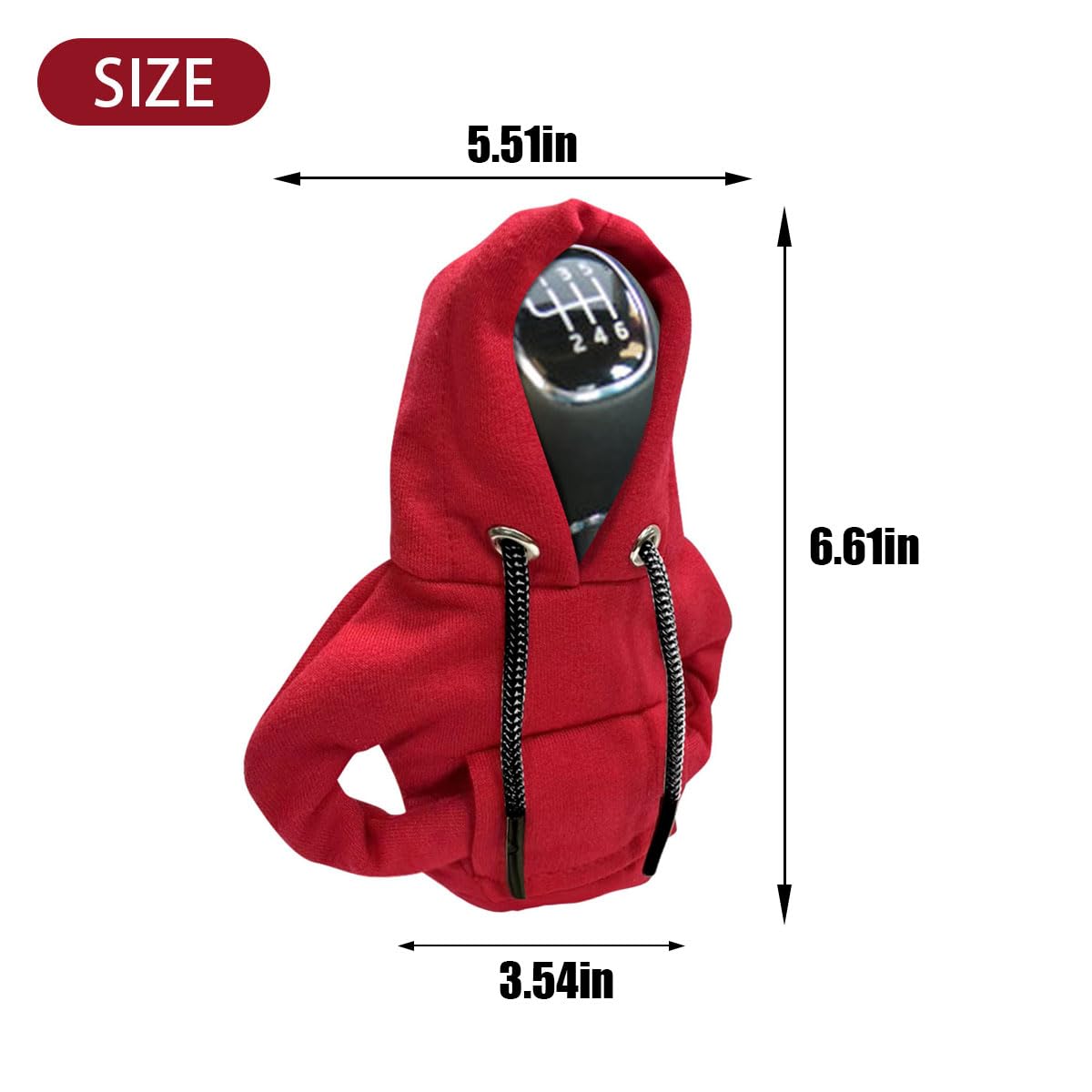 JOYCOURT Car Gear Shift Hoodie Auto Shifter Knob Cover, Red