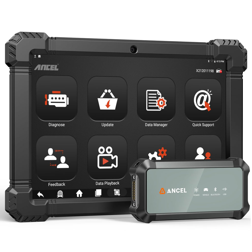 ANCEL X7HD PRO 10.1'' Heavy Duty Truck Scanner, Full-System Diesel Diagnostic Tool with DPF Regen, 42+ Reset, Bi-Directional and Active Test, ECU Coding, HDOBD/OBD2 Scanner for Diesel Trucks - Grey