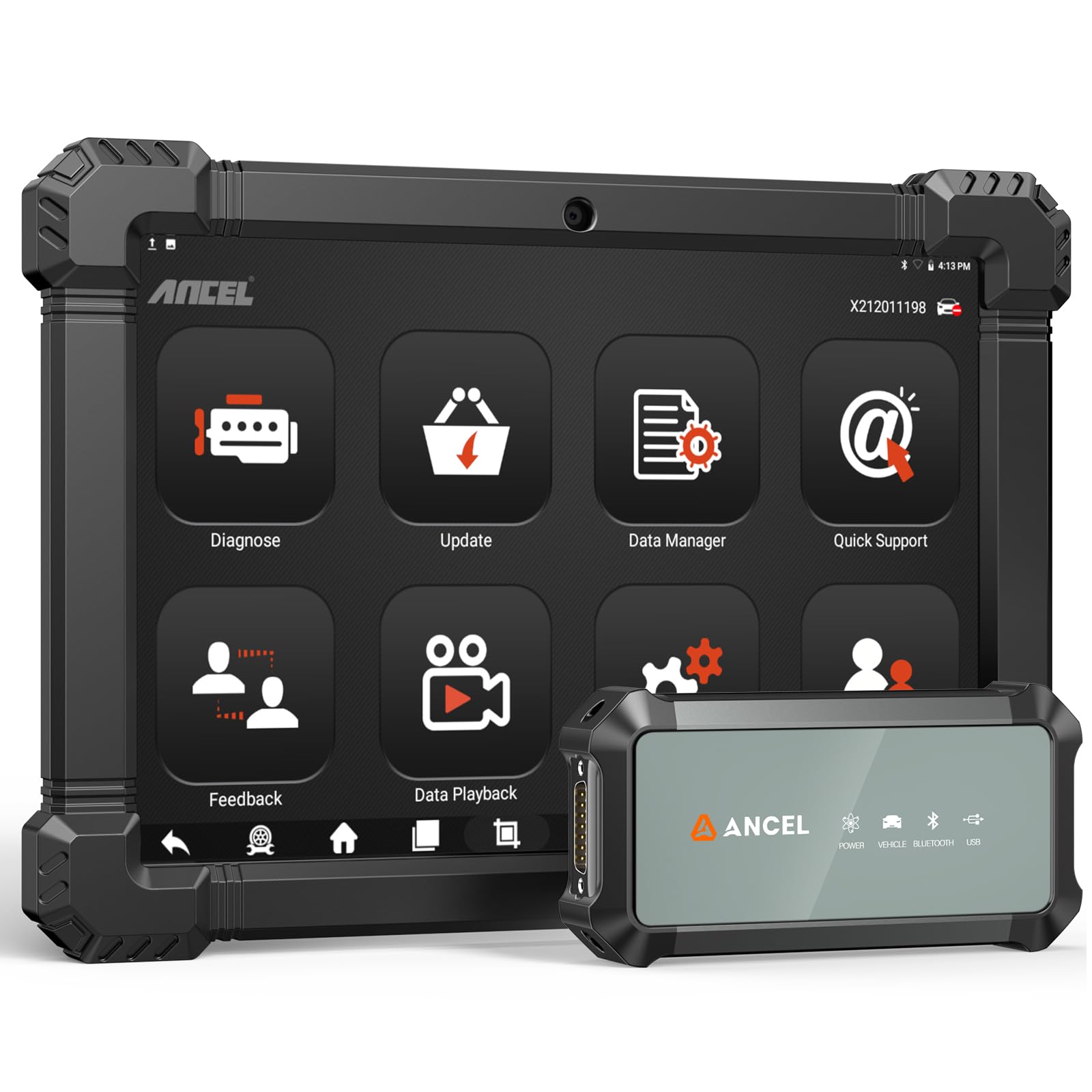 ANCEL X7HD PRO 10.1'' Heavy Duty Truck Scanner, Full-System Diesel Diagnostic Tool with DPF Regen, 42+ Reset, Bi-Directional and Active Test, ECU Coding, HDOBD/OBD2 Scanner for Diesel Trucks - Grey