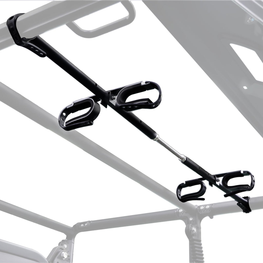 StarknightMT UTV Gun Rack, Alloy Steel Black Overhead Hunting Tool Holder Roof Mounted Adjustable Fit 48"-57" Spacing Compatible with Polaris Ranger Defender Uforce