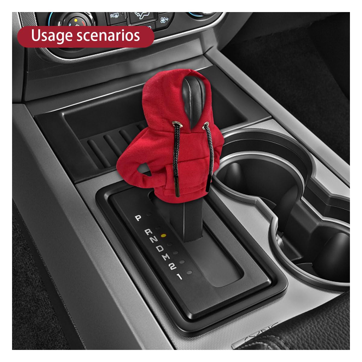 JOYCOURT Car Gear Shift Hoodie Auto Shifter Knob Cover, Red