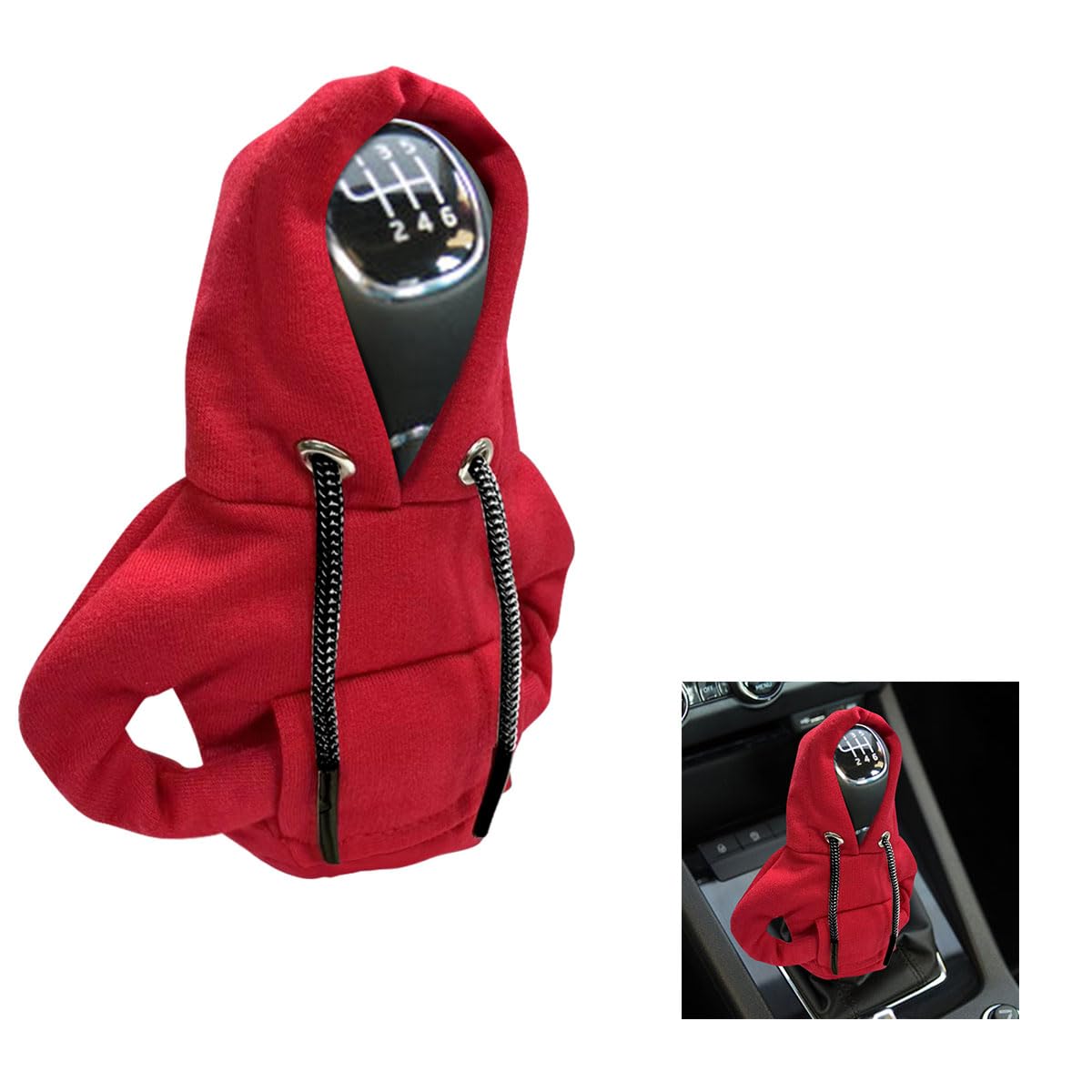 JOYCOURT Car Gear Shift Hoodie Auto Shifter Knob Cover, Red
