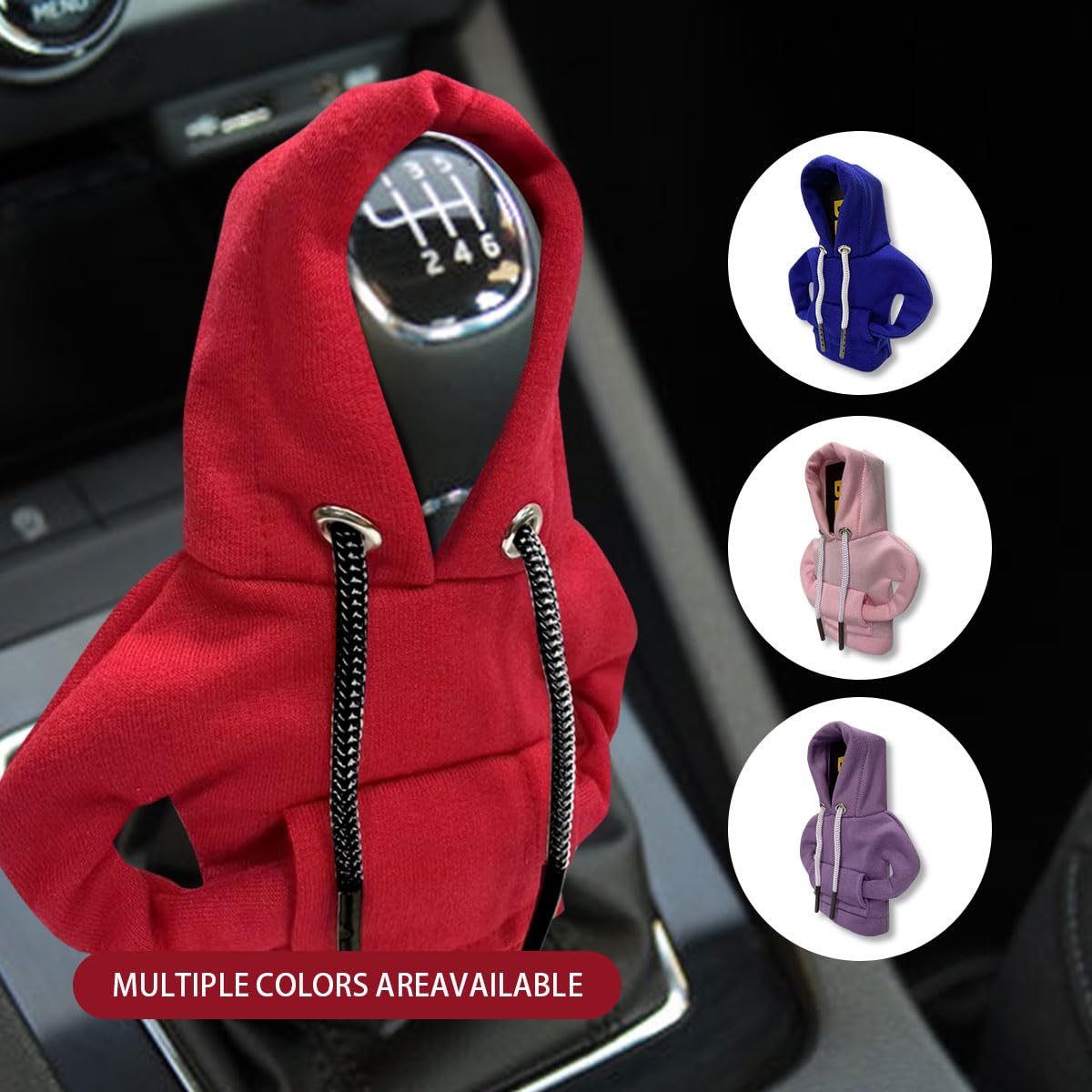 JOYCOURT Car Gear Shift Hoodie Auto Shifter Knob Cover, Red