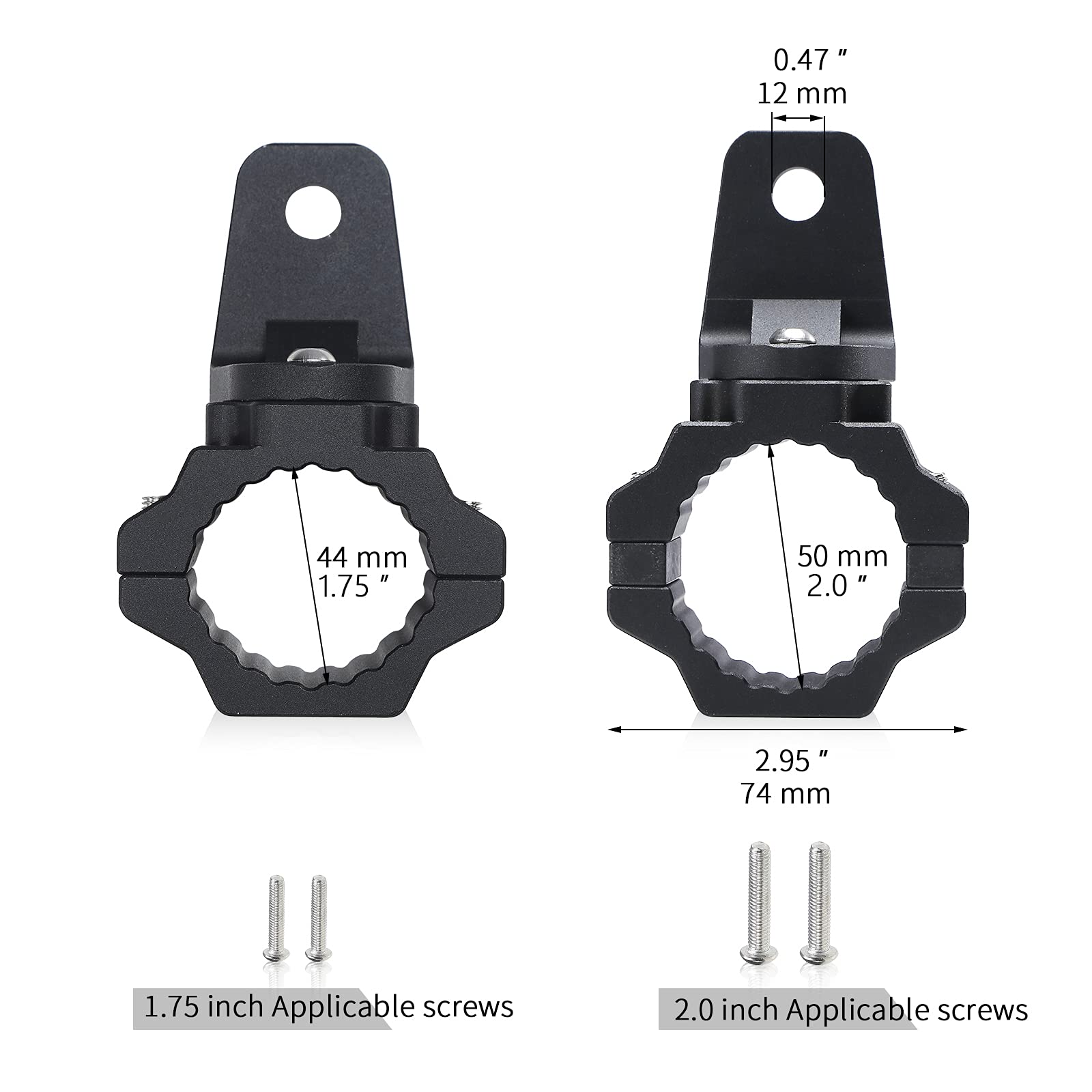 ZIDIYORUO UTV Whip Light Mount for 1.75"-2" Roll Cage Bars, 2-Pack 3 Colors