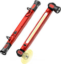 Red LED magnetic under-hood work light bar with adjustable mounting end caps