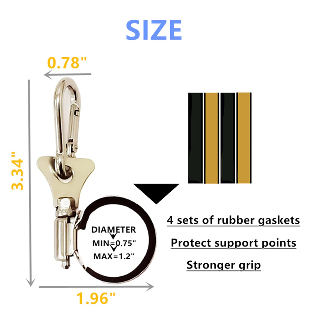 Flagpole Clip with Carabiner for Rope Loop Flagpole Bracket Stainless Steel Flagpole Clip Bracket for All Vehicle, Boat, House, Garden Flagpole; A Good Helper To Organize Cable Hose Pipes -4PS