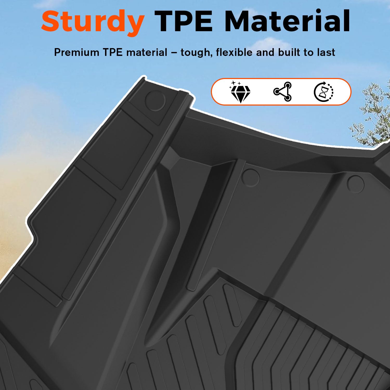 HugeUTV TPE Floor Mats for Polaris RZR XP 1000/XP 4 1000 2024/2025/2026 Accessories, Non-Slip Front Rear Row Floor Mat, 4PCS All-Weather Protection Slush Mats Rubber Liners