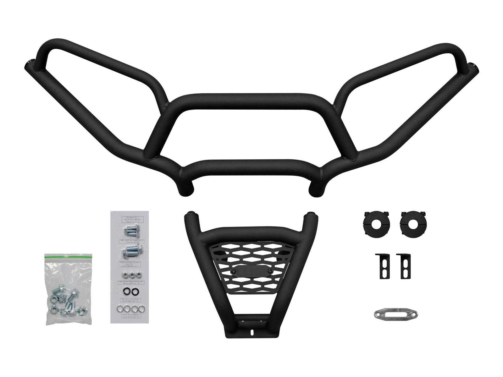 SuperATV Heavy-Duty Front Bumper for 2016-2023 Polaris General 1000/2017-2023 General 1000 4, Wrinkle Black, Made of 1.25" Heavy-Duty Tubing, UV-Resistant Powder Coat Finish, See Fitment, USA Made