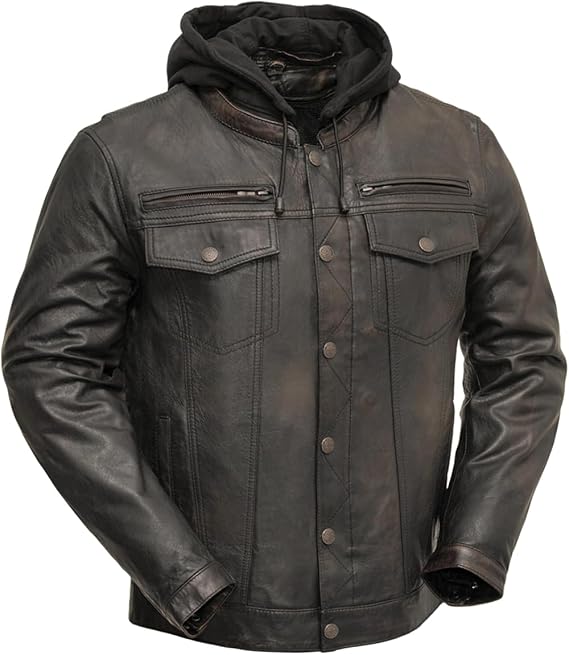 First Mfg Co - Vendetta - Leather Motorcycle Jacket For Men & Biker Leather Jacket