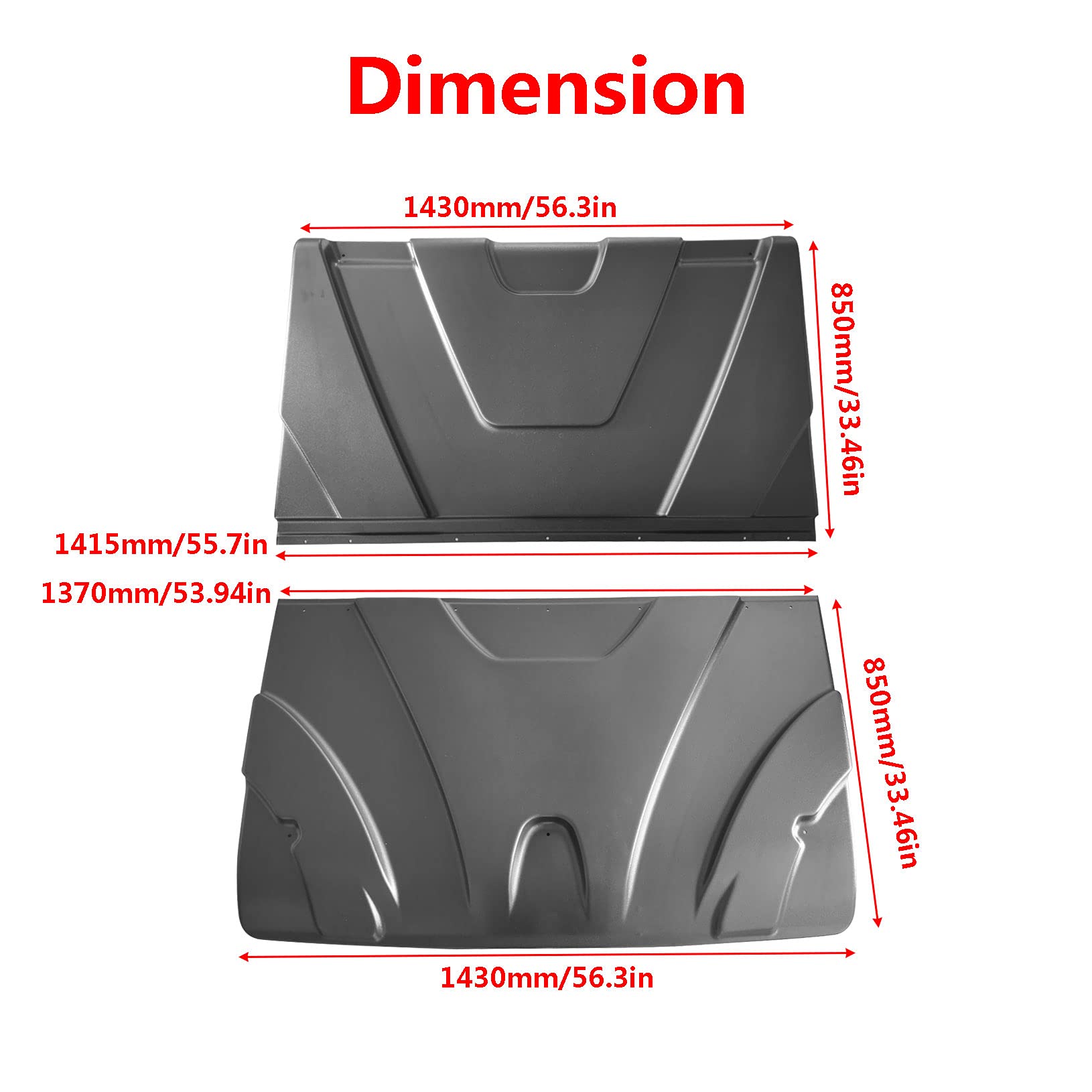 Plastic Panel Roof Compatible with 2013-2021 Polaris Ranger Full Size 1000 Diesel XP 900 XP 570 Crew 4 Seats Model