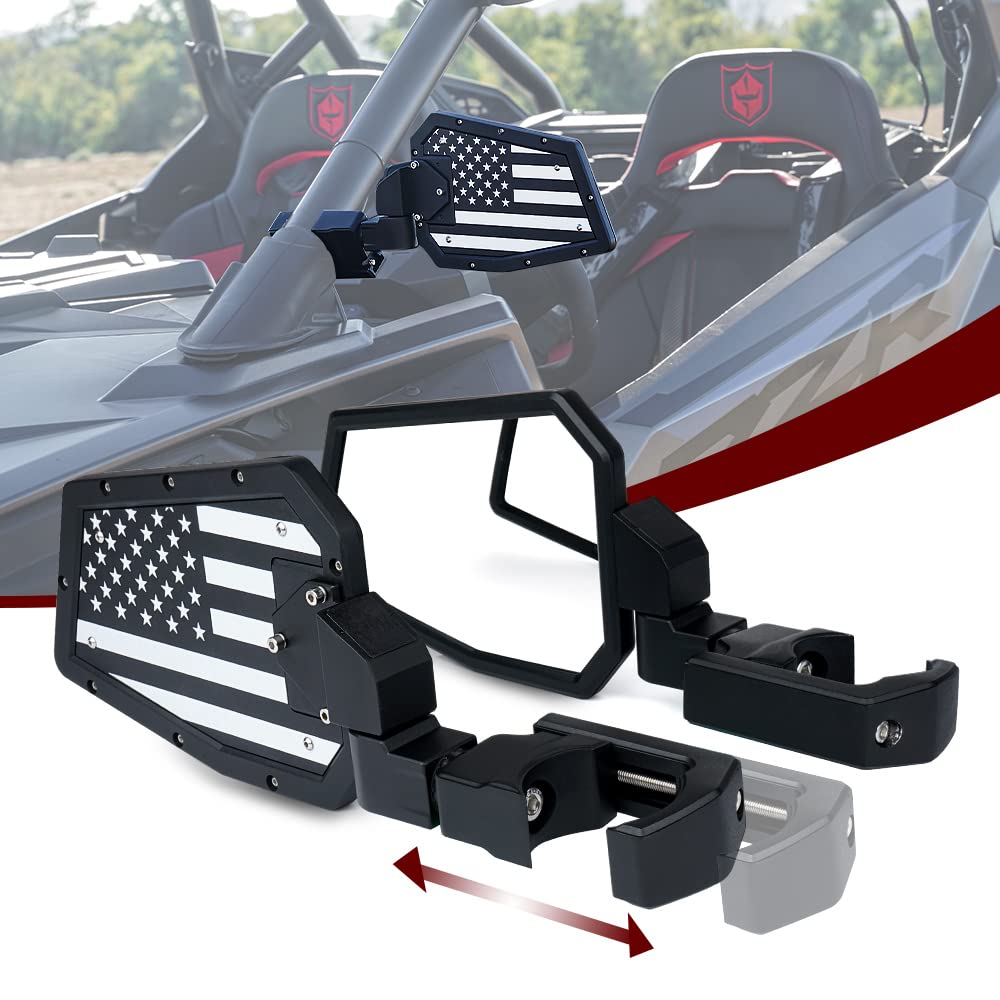 Lupar Aluminum UTV Side Mirrors Fits 1.75"-2" Roll Cage Bar America USA Flag Pattern Side Rear View Mirror for Polaris RZR XP Turbo Can-Am Maverick X3 Yamaha Talon Kawasaki Pioneer