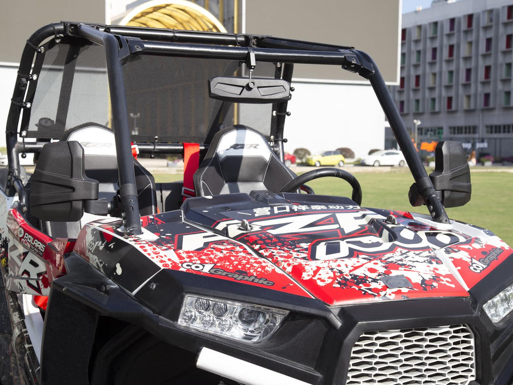 UTV Mirror+Side Mirrors Set for 1.5-2.0 Inch Roll Cage, Compatible with Polaris RZR、Can am Maverick、Honda Pioneer Talon SXS、Kawasaki Mule KRX、Yamaha Wolverine YXZ、RTV、JD Gator、CF Zforce
