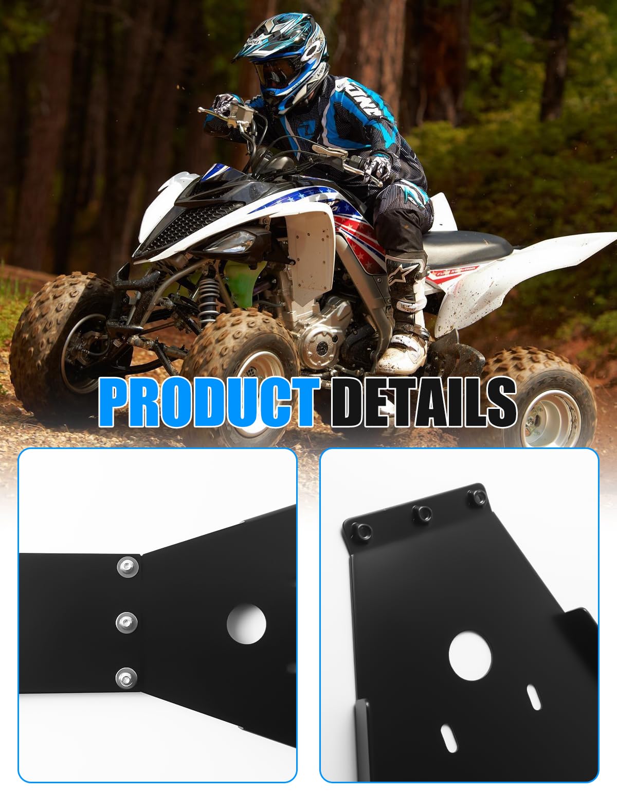 XATVXUTV Frame Skid Plate & Swing Arm Skid Plate Guard for Yamaha Raptor 700, ATV Combined Full Chassis Protector for Yamaha Raptor 700 700R 2006-2025 Accessories