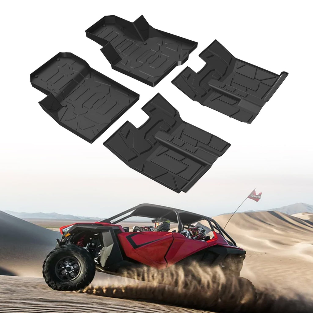 HugeUTV TPE Floor Mats for Polaris RZR PRO XP 4/R 4/S 4 (2020-2026) Accessories, Front and Rear Row Floor Liners All Weather Protection Slush Mats