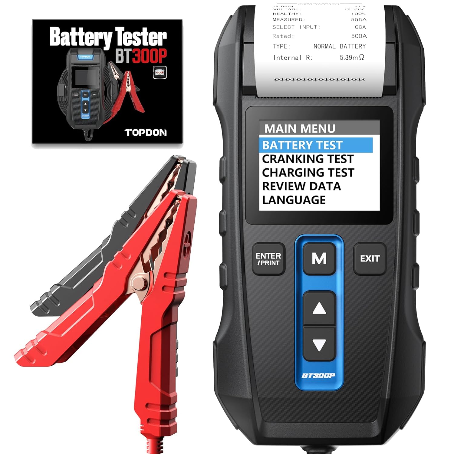 Car Battery Tester 12V 24V 100-2000CCA Lead-Acid Battery, TOPDON BT300P