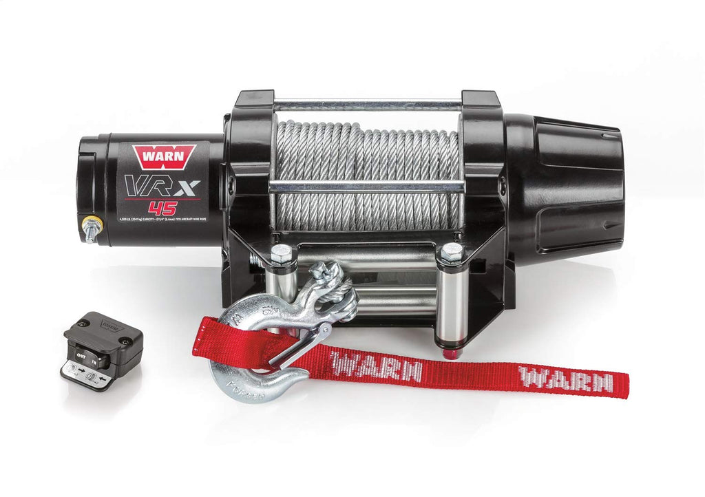 WARN 101045 VRX 45 Powersports Winch with Dash Mounted Switch and Steel Cable Wire Rope: 1/4" Diameter x 50' Length, 2.25 Ton (4,500 lb) Capacity
