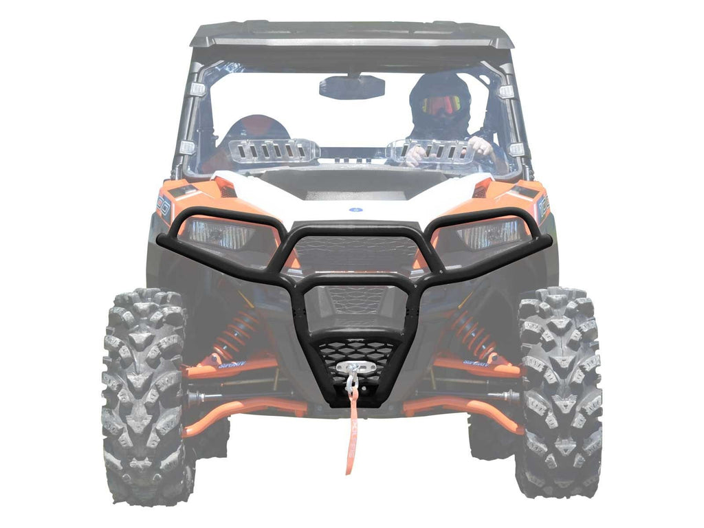 SuperATV Heavy-Duty Front Bumper for 2016-2023 Polaris General 1000/2017-2023 General 1000 4, Wrinkle Black, Made of 1.25" Heavy-Duty Tubing, UV-Resistant Powder Coat Finish, See Fitment, USA Made