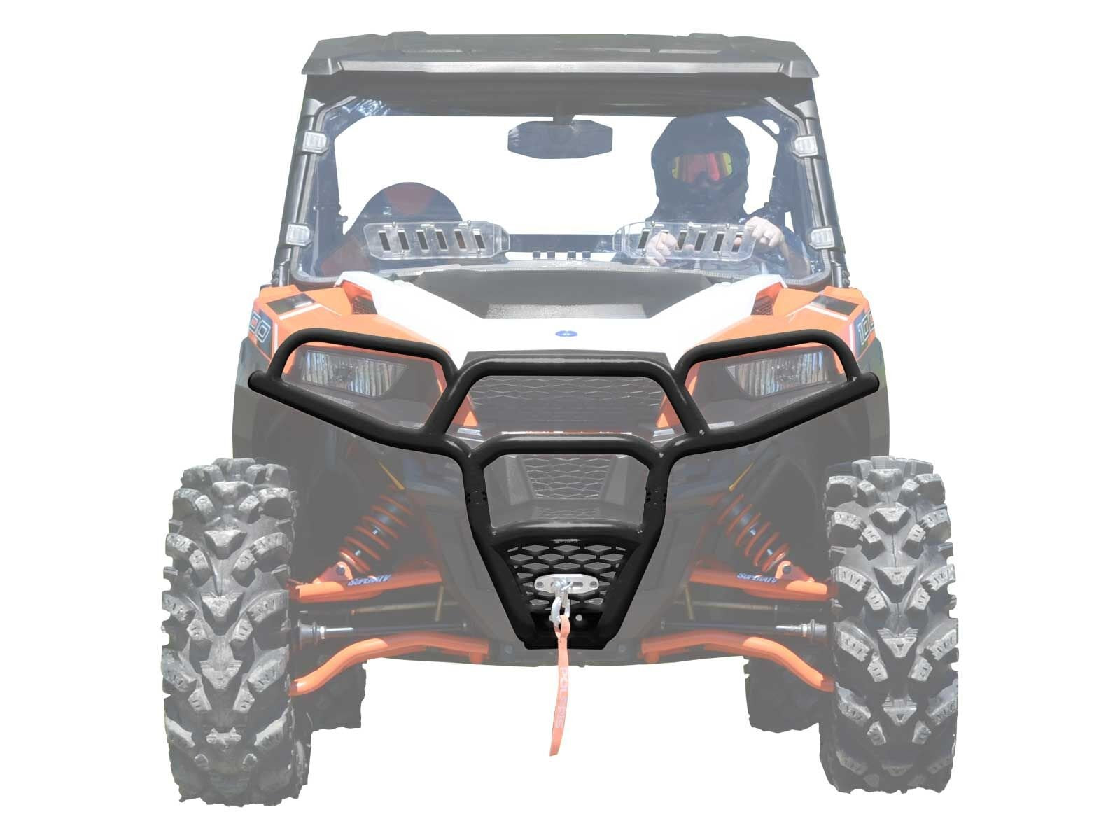 SuperATV Heavy-Duty Front Bumper for 2016-2023 Polaris General 1000/2017-2023 General 1000 4, Wrinkle Black, Made of 1.25" Heavy-Duty Tubing, UV-Resistant Powder Coat Finish, See Fitment, USA Made
