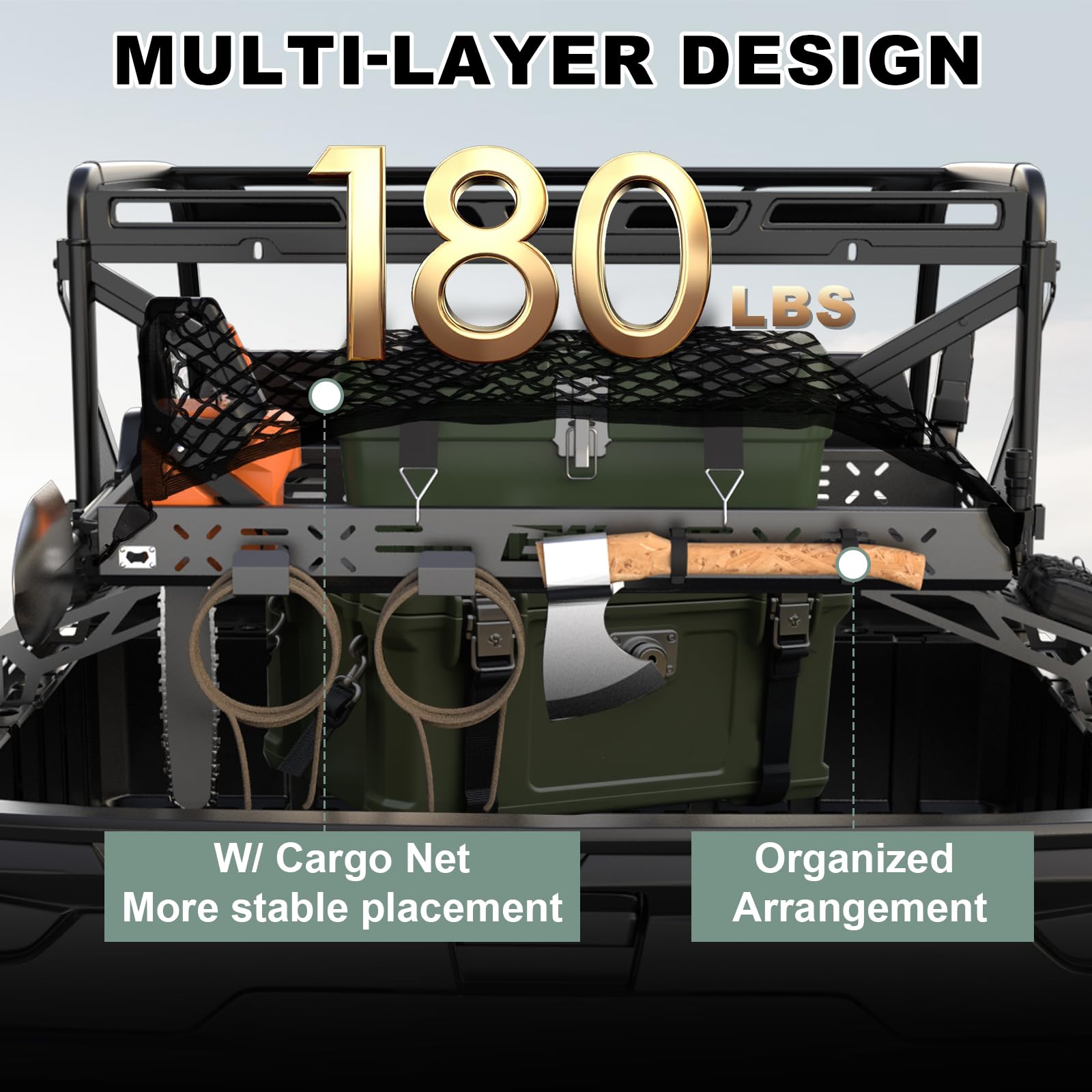 NIXFACE UTV Cargo Rack Aluminum Adjustable W/Cargo Net