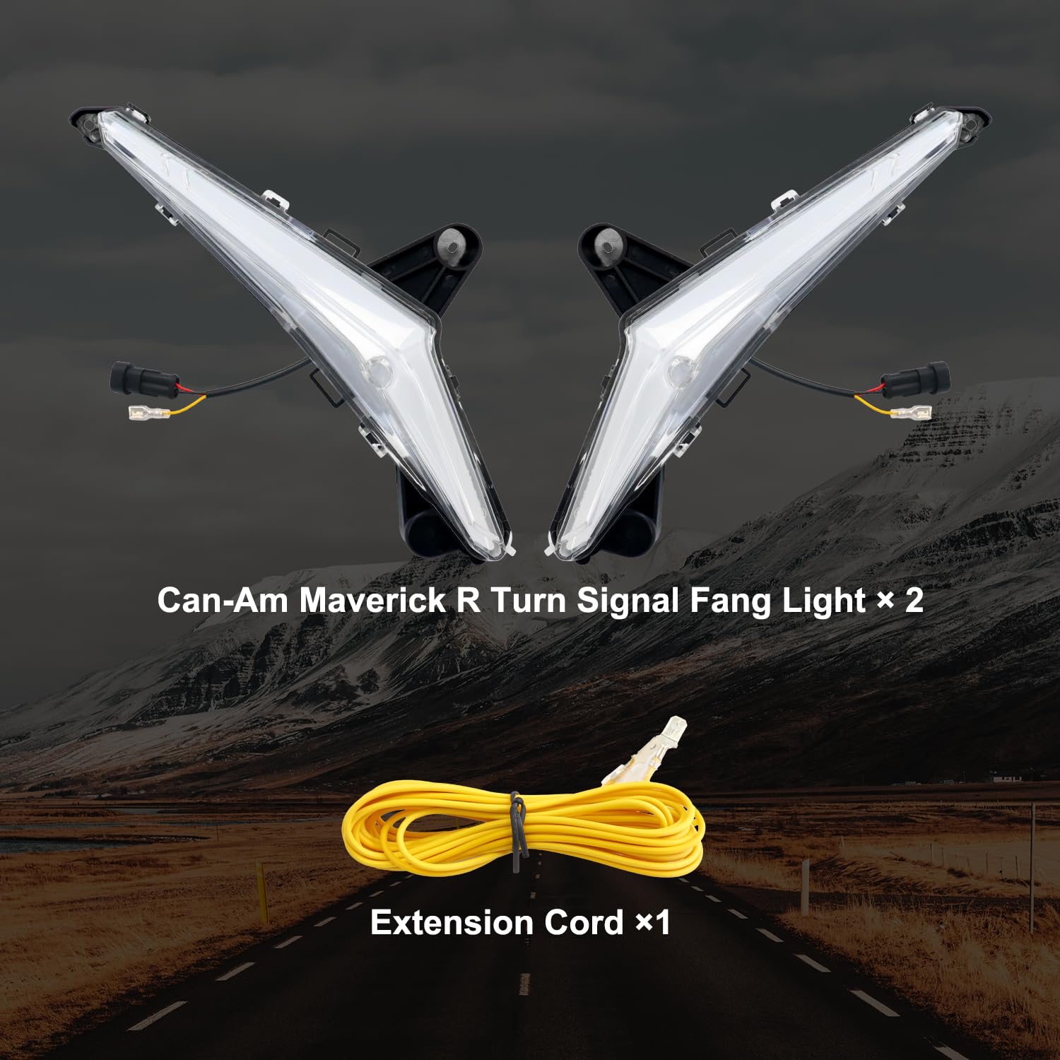 Tavaray LED Fang Lights for Can-Am Maverick R 2024-2026 MAX X RS, Front Signature Accent Lights with White DRL, Amber Turn Signals & Welcome Light, Plug & Play OEM Style UTV Lighting Kit