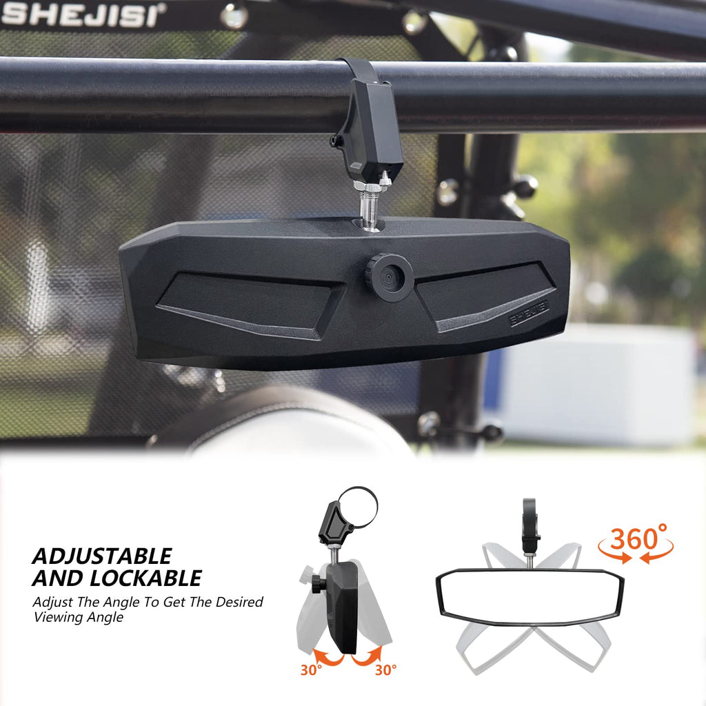UTV Mirror+Side Mirrors Set for 1.5-2.0 Inch Roll Cage, Compatible with Polaris RZR、Can am Maverick、Honda Pioneer Talon SXS、Kawasaki Mule KRX、Yamaha Wolverine YXZ、RTV、JD Gator、CF Zforce