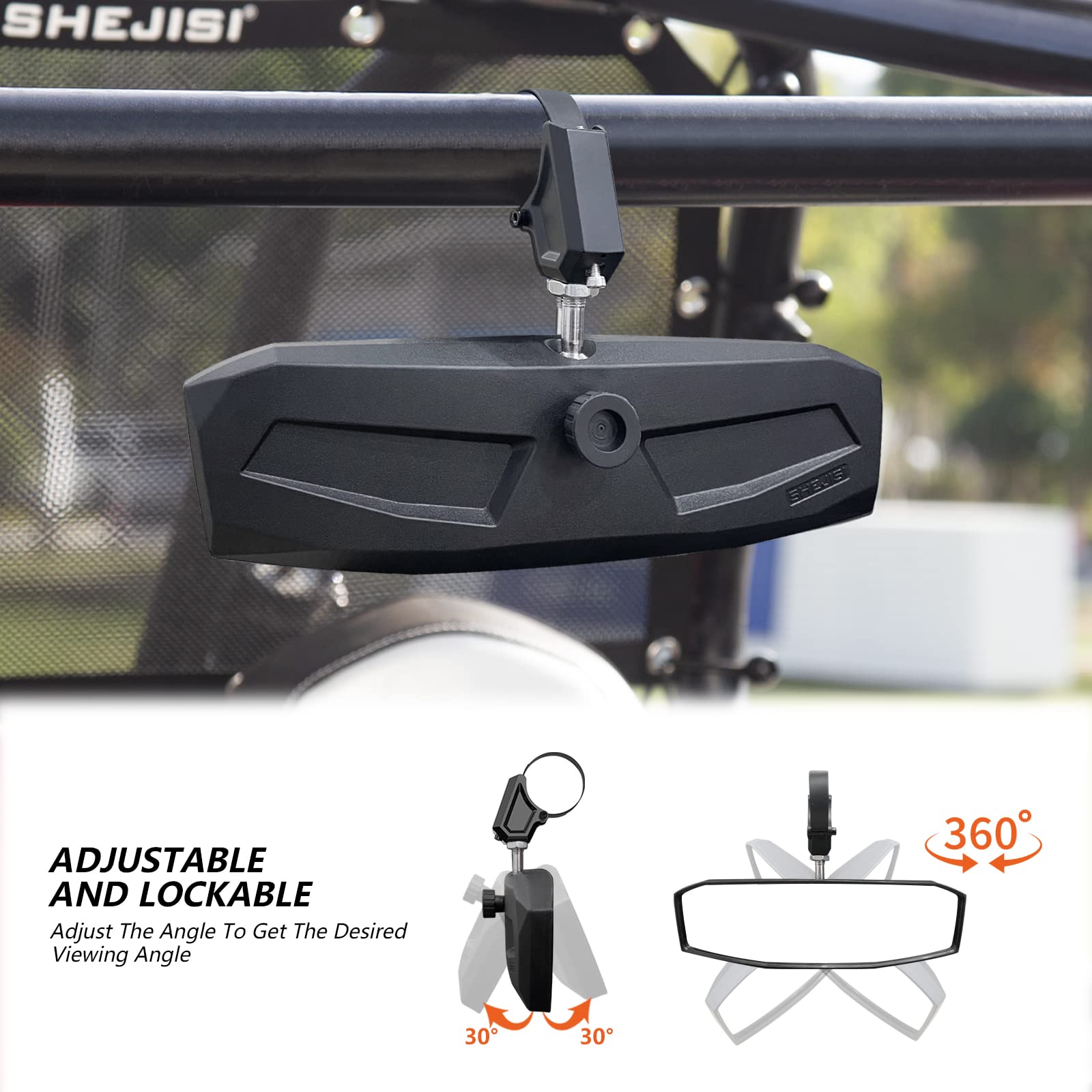 UTV Mirror+Side Mirrors Set for 1.5-2.0 Inch Roll Cage, Compatible with Polaris RZR、Can am Maverick、Honda Pioneer Talon SXS、Kawasaki Mule KRX、Yamaha Wolverine YXZ、RTV、JD Gator、CF Zforce