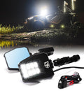 Xprite UTV LED Side Rear View Mirrors Light Aluminum w/Puddle Lights, Fits 1.75"-2 Inch Roll Cage Bar for Polaris RZR Pioneer, SXS, Can-Am X3, Kawasaki Teryx Mule, Yamaha Rhino Wolverine