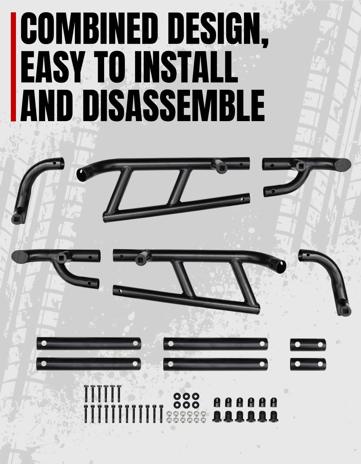 A & UTV PRO Nerf Bars for RZR XP 1000 2024 2025 2026, Heavy Duty Rock Sliders for Polaris RZR XP 1000 Accessories Combination Tree Kickers 2 Seat, Replace OEM# 2884472-458