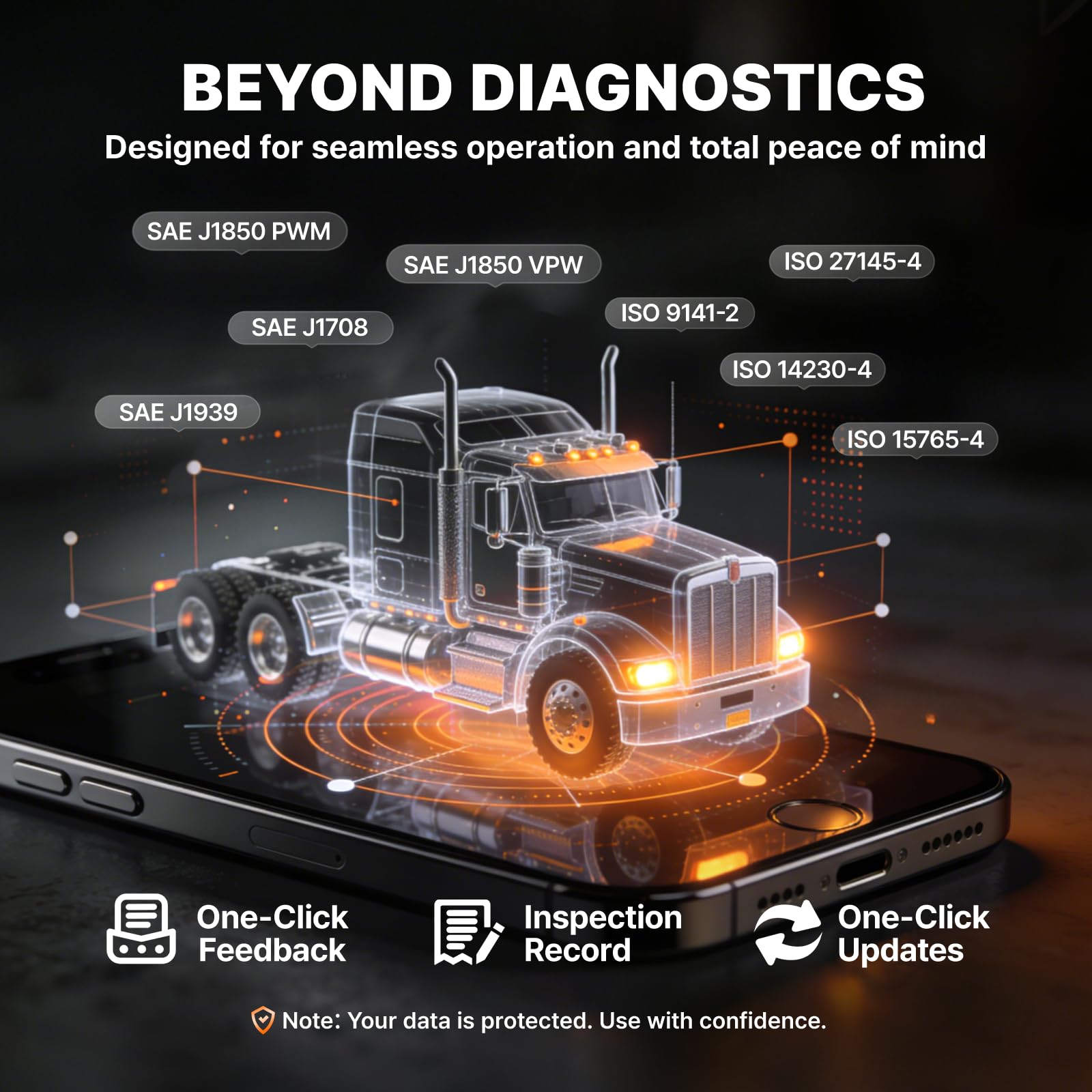 ANCEL HD200 Heavy Duty Truck Scanner, Truck & Diesel Scanner Diagnostic Tool with Full-System HDOBD/OBD2, Speed & Idle Reset for Cummins & Caterpillar, J1939/J1708 Scan Tool, Lifetime Free Updates