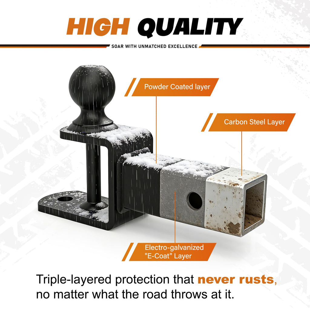 DEEAGLE ATV UTV Trailer Hitch 3 in 1 Towing Ball Mounts with 2-Inch Ball, Fits 2-Inch Receiver, Rated 5,000 Lbs for ATV UTV Accessories