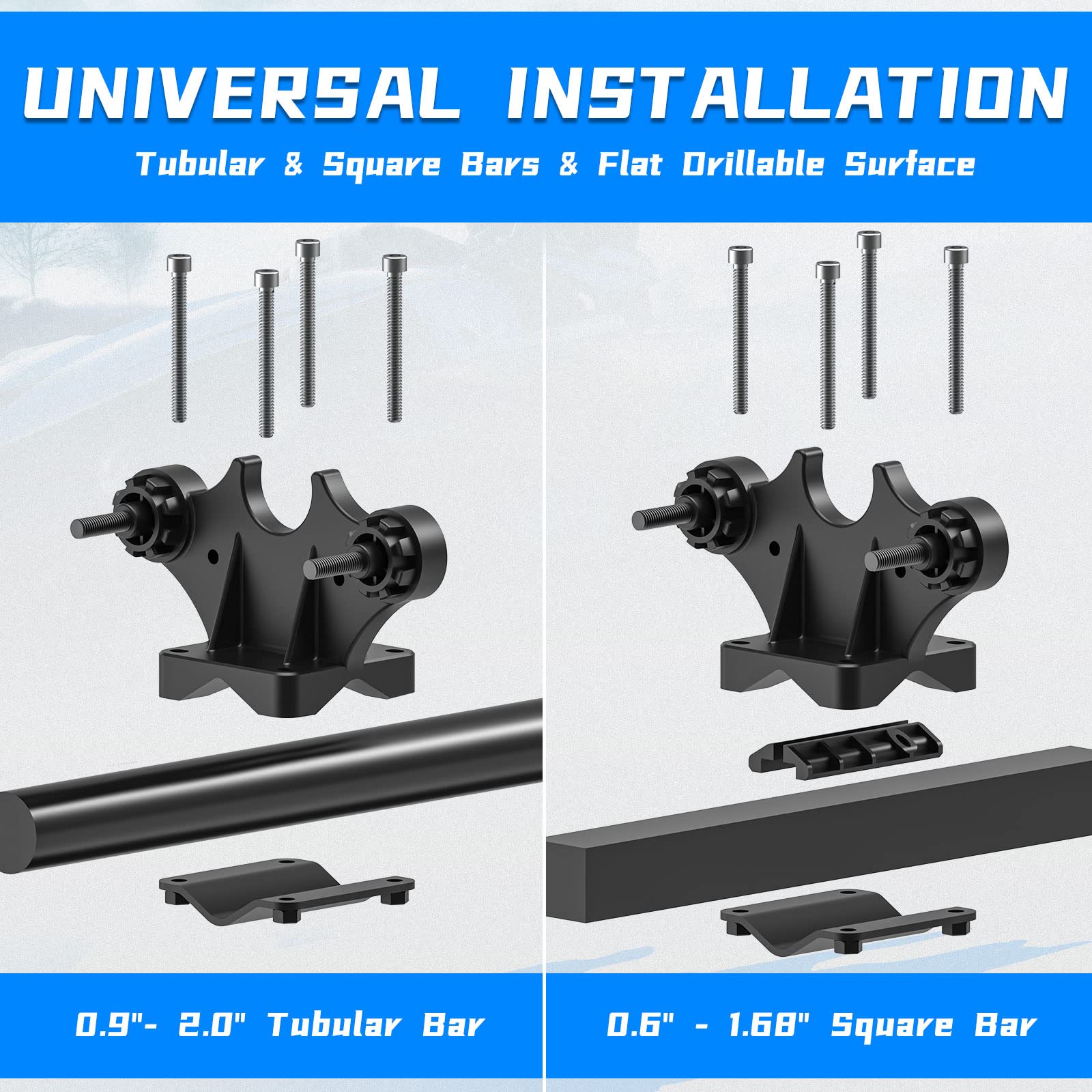 KEMIMOTO Double Tool Holder for ATV, Tool Mount for ATV, Bow Rack Tool Grips with Rubber Straps Compatible with Hunting Bike Mobility Scooter