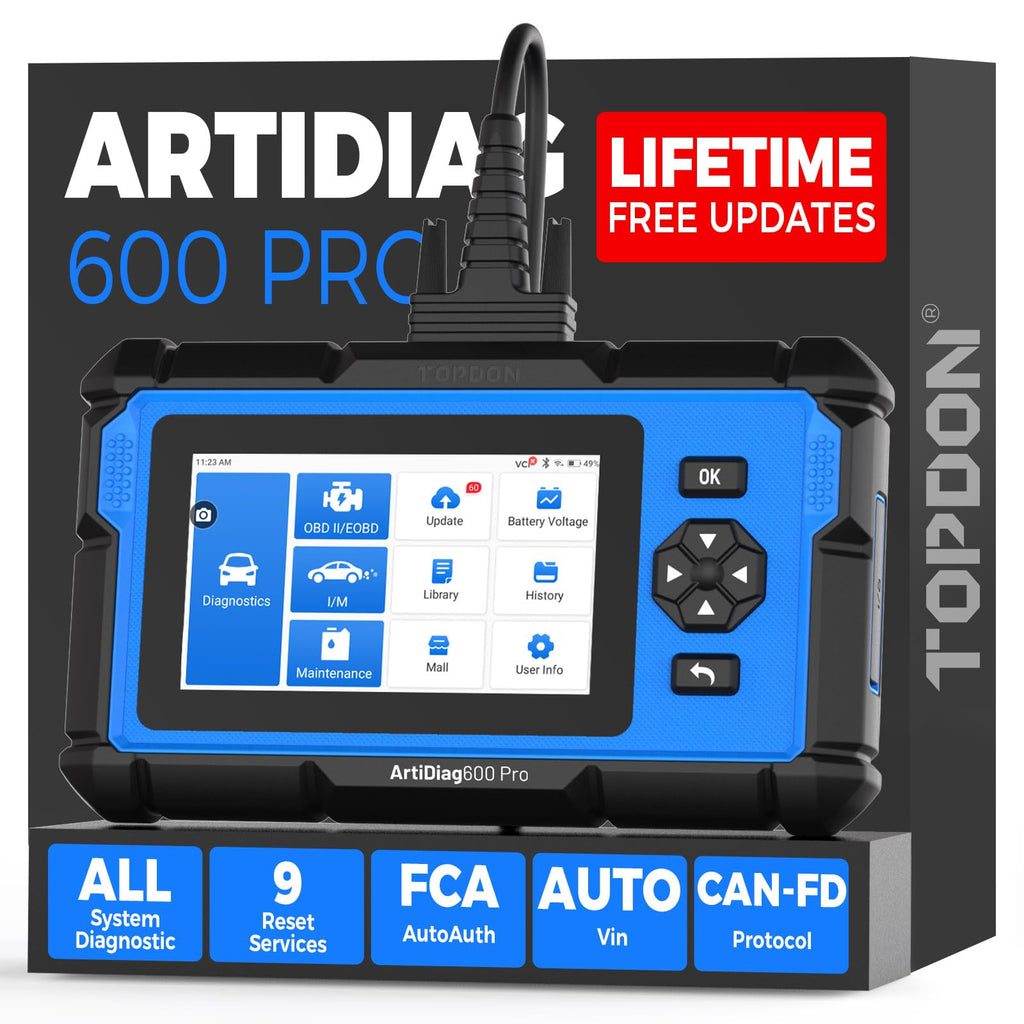 TOPDON ArtiDiag600 Pro, OBD2 Scanner Diagnostic Tool for All Systems, Code Reader Scan Tool with 9 Essential Maintenance Functions, Upgraded Version of AD600S/AD500, Lifetime Free Update