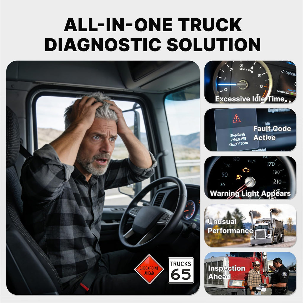 ANCEL HD200 Heavy Duty Truck Scanner, Truck & Diesel Scanner Diagnostic Tool with Full-System HDOBD/OBD2, Speed & Idle Reset for Cummins & Caterpillar, J1939/J1708 Scan Tool, Lifetime Free Updates
