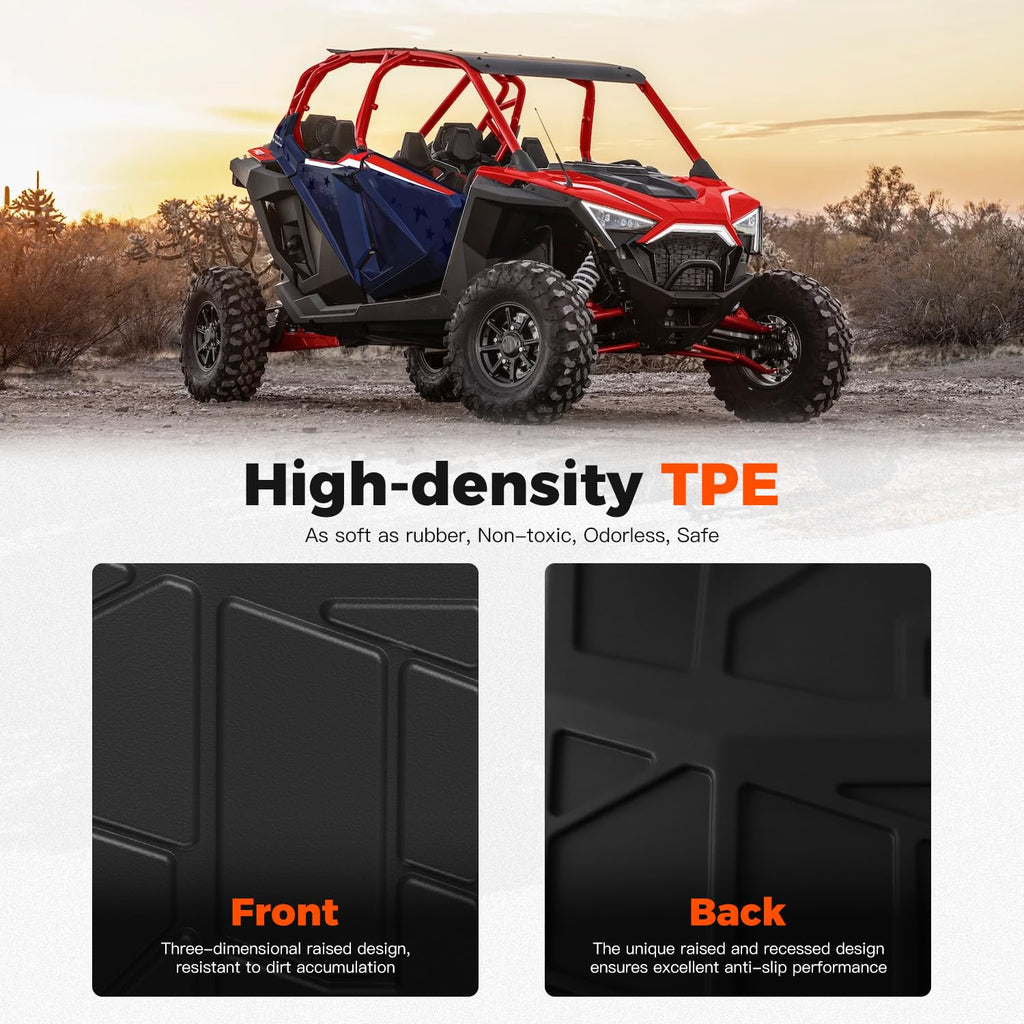 HugeUTV TPE Floor Mats for Polaris RZR PRO XP 4/R 4/S 4 (2020-2026) Accessories, Front and Rear Row Floor Liners All Weather Protection Slush Mats