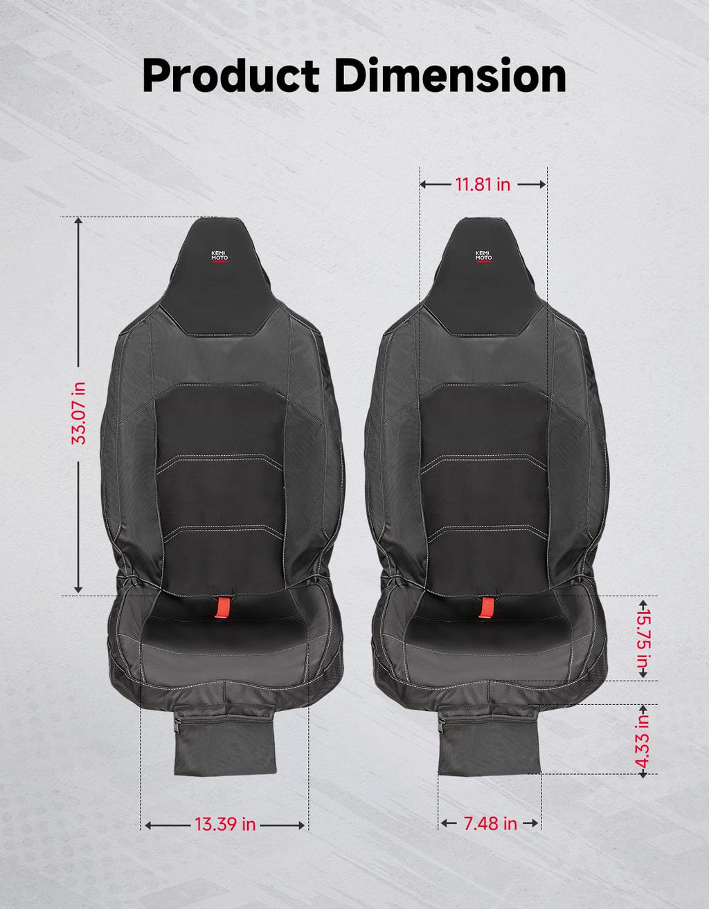 KEMIMOTO 2024+ XP 1000 Seat Covers 1680D Waterproof Zipper Pocket