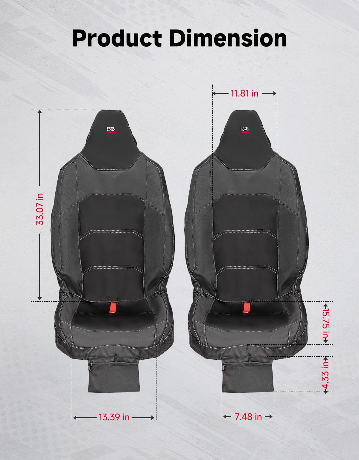 KEMIMOTO 2024+ XP 1000 Seat Covers 1680D Waterproof Zipper Pocket
