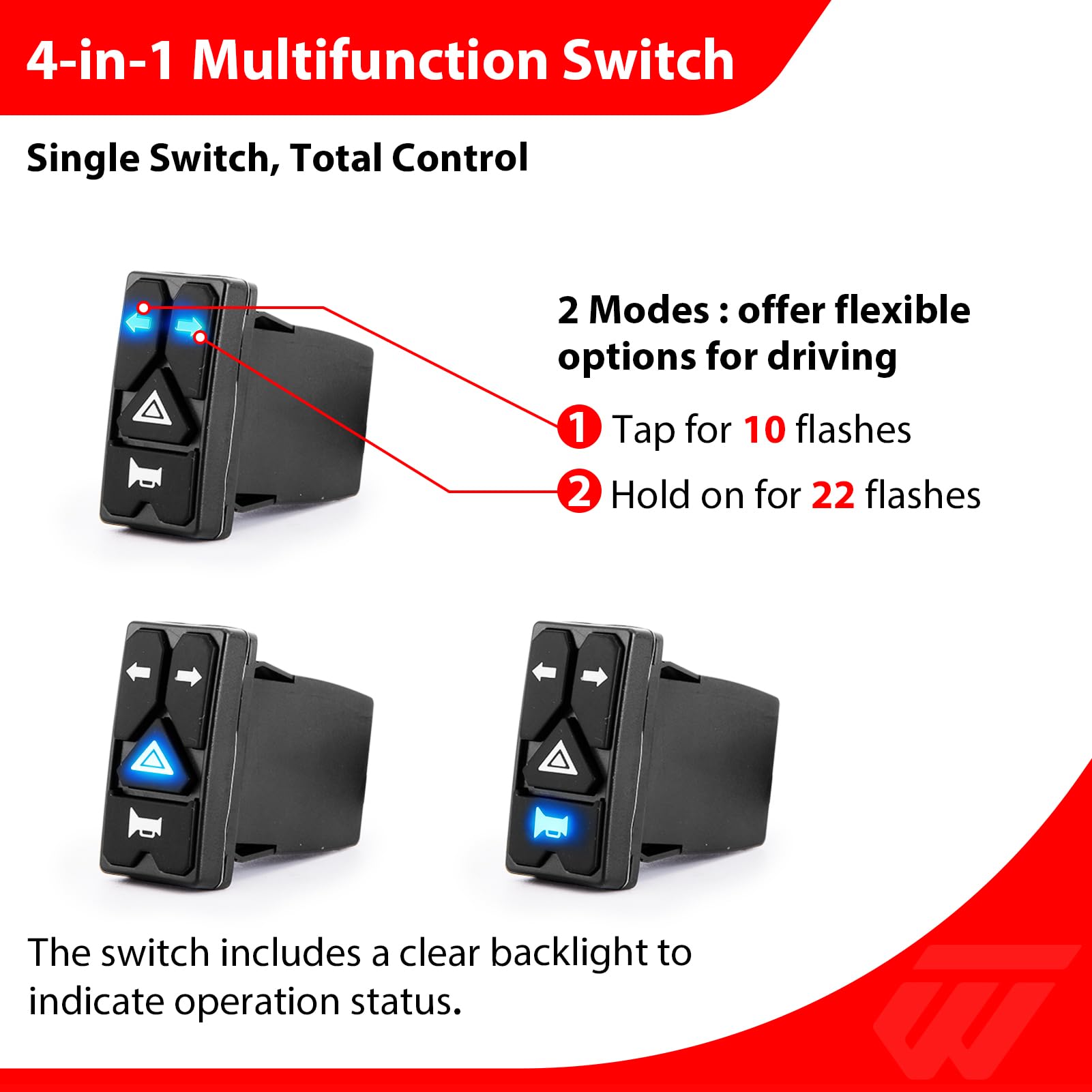 WeiSen UTV Turn Signal Kit with Dual 115dB Horns, Universal UTV Street Legal Kit, Blinker Kit with Rocker Switch, Compatible with Polaris, fit Can-Am, fit CFMOTO