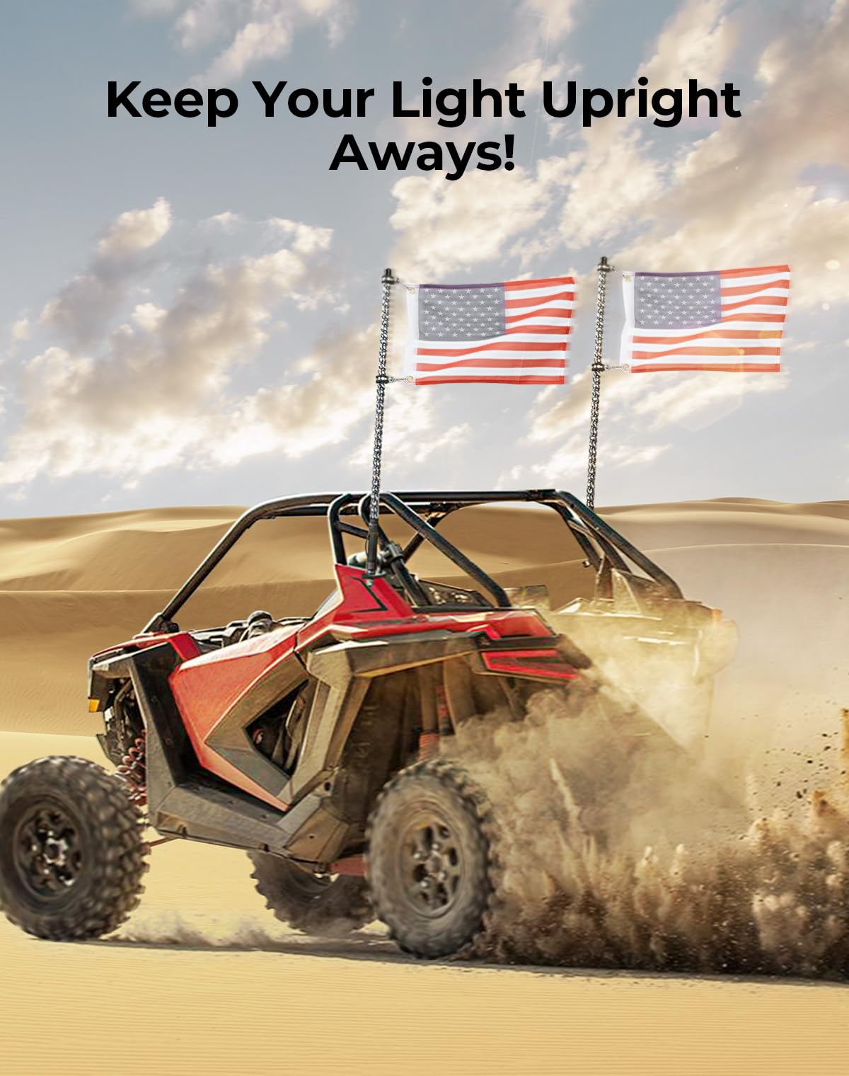 KEMIMOTO 2PCS UTV Whip Mount Flag Whip Light Mount, Heavy Duty Adjustable for 1.75-2 inch Roll Bar Cage, Compatible with RZR 900 1000 XP Pro Turbo Maverick Commander