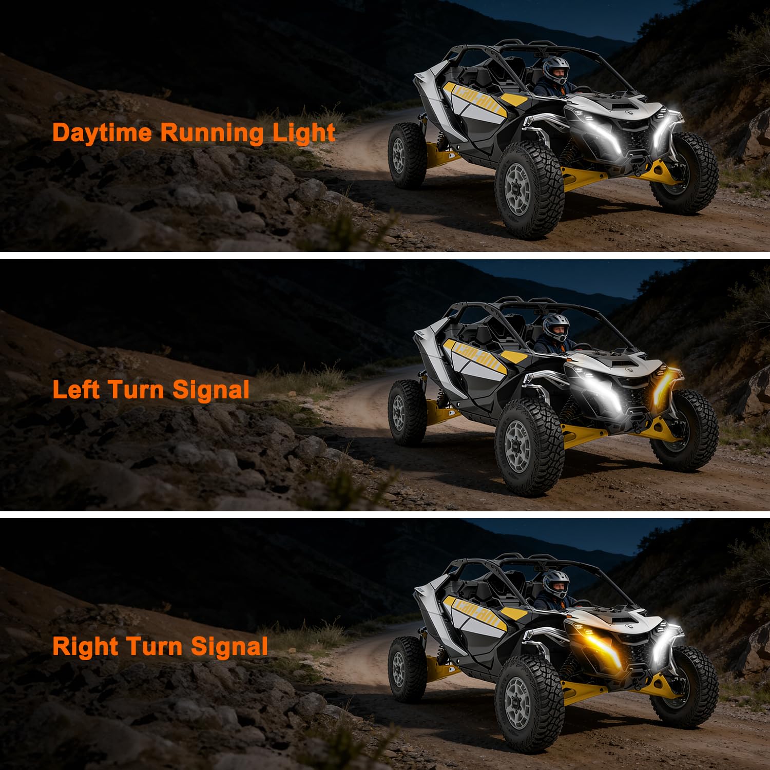 Tavaray LED Fang Lights for Can-Am Maverick R 2024-2026 MAX X RS, Front Signature Accent Lights with White DRL, Amber Turn Signals & Welcome Light, Plug & Play OEM Style UTV Lighting Kit