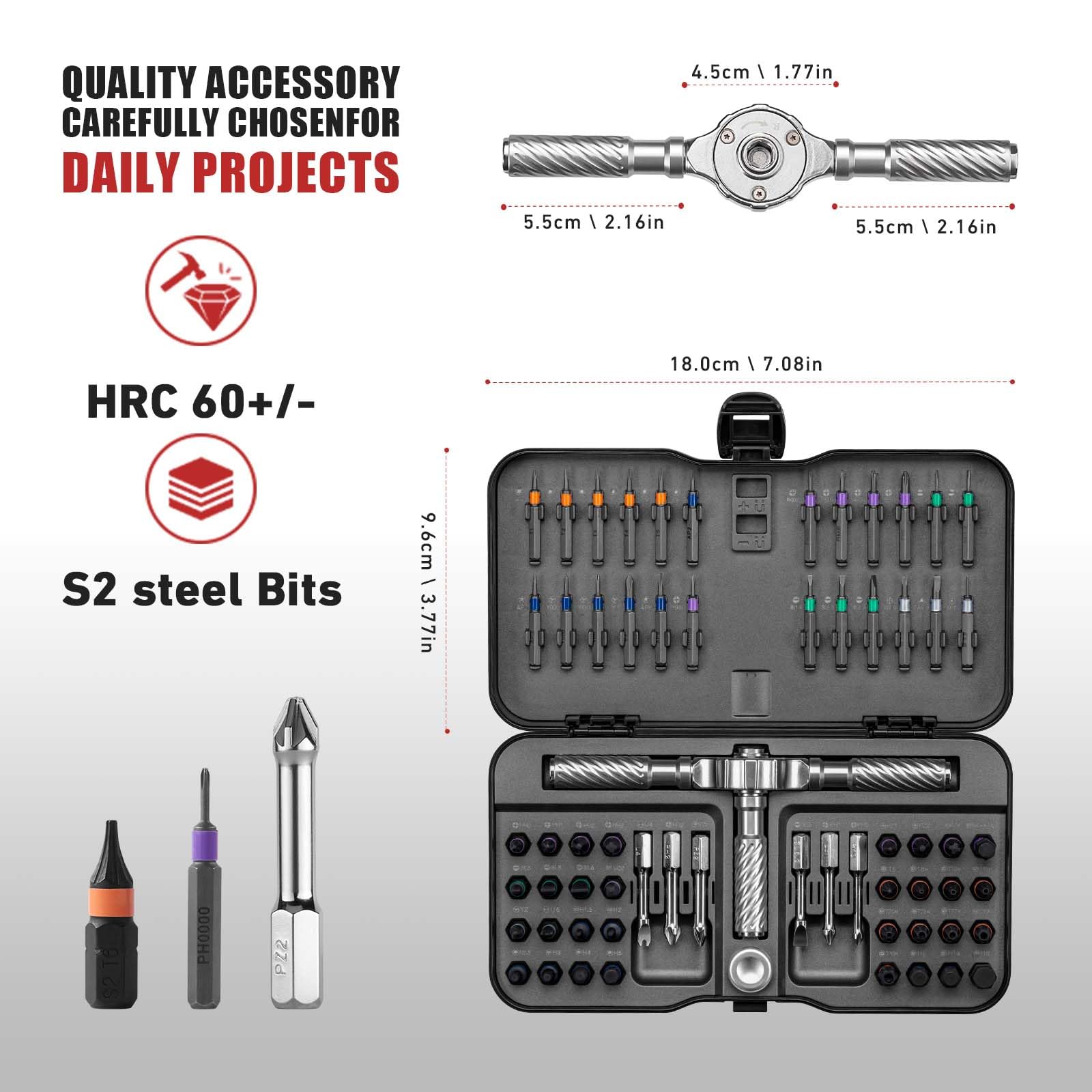 VMAN Ratchet Screwdriver Set, magnetic Screwdriver sets, S2 Steel Bits, DIY Combination Flexible Shaft, Suitable for Furniture Assembly, Precision Electrical Appliance Repair, Bicycle Tools
