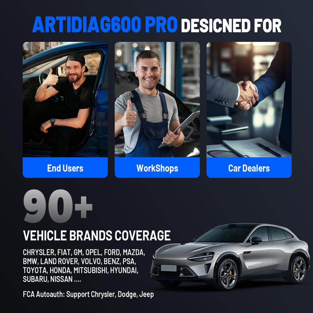 TOPDON ArtiDiag600 Pro, OBD2 Scanner Diagnostic Tool for All Systems, Code Reader Scan Tool with 9 Essential Maintenance Functions, Upgraded Version of AD600S/AD500, Lifetime Free Update