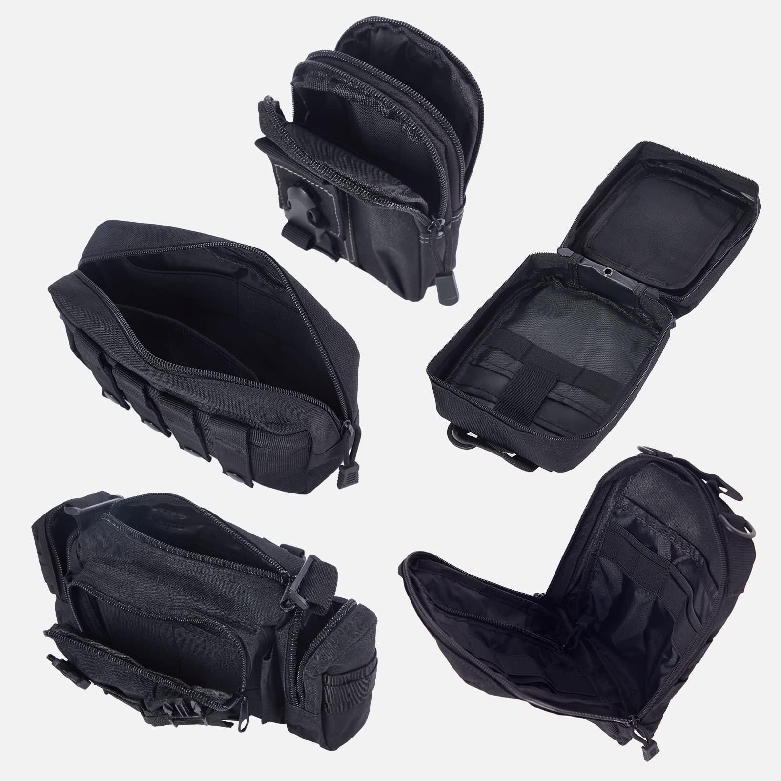 Universal Tactical Car Seat Back Organizer Bag Tactical Molle Vehicle Organizers Panel Vehicle Protector Organizers with 5 Detachable Pouches for Car Truck Ford Jeep (Black)