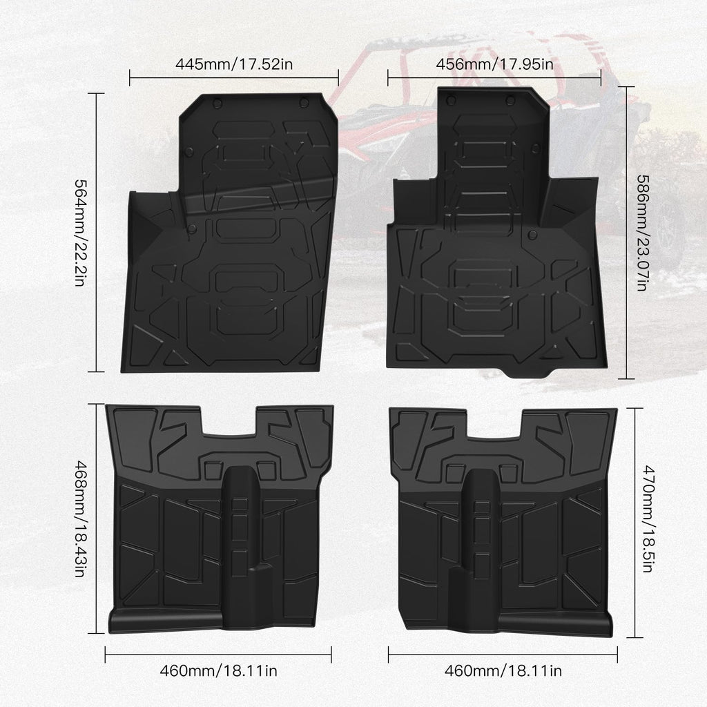 HugeUTV TPE Floor Mats for Polaris RZR PRO XP 4/R 4/S 4 (2020-2026) Accessories, Front and Rear Row Floor Liners All Weather Protection Slush Mats