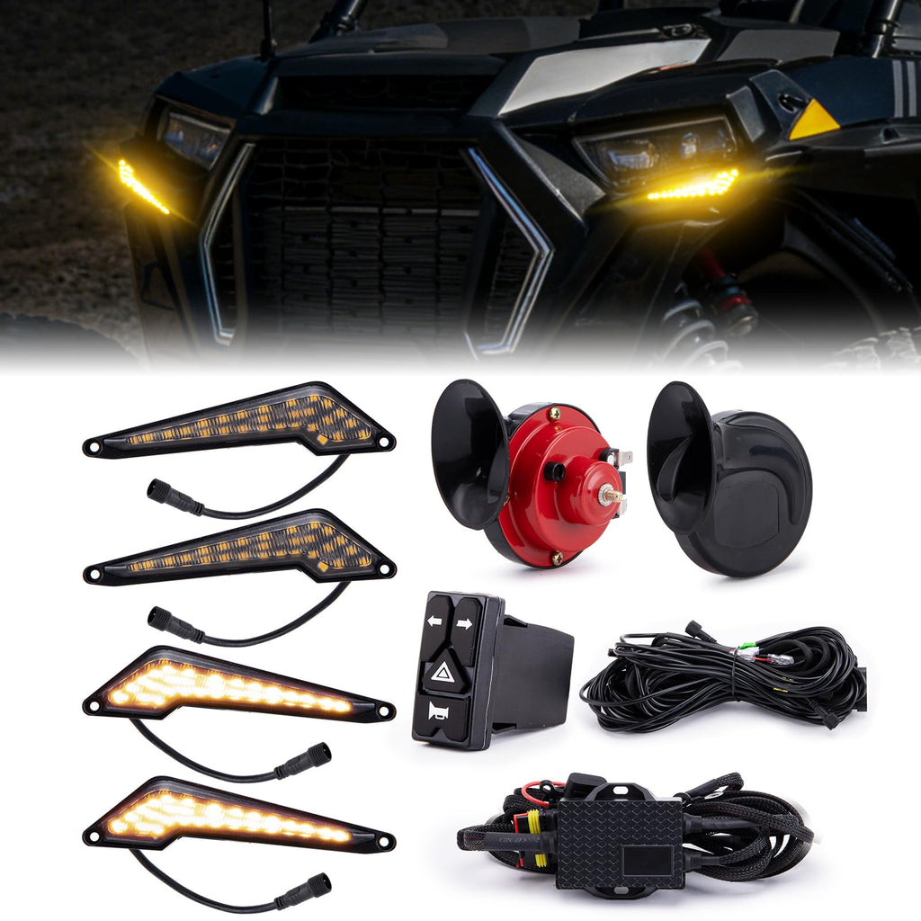 WeiSen UTV Turn Signal Kit with Dual 115dB Horns, Universal UTV Street Legal Kit, Blinker Kit with Rocker Switch, Compatible with Polaris, fit Can-Am, fit CFMOTO