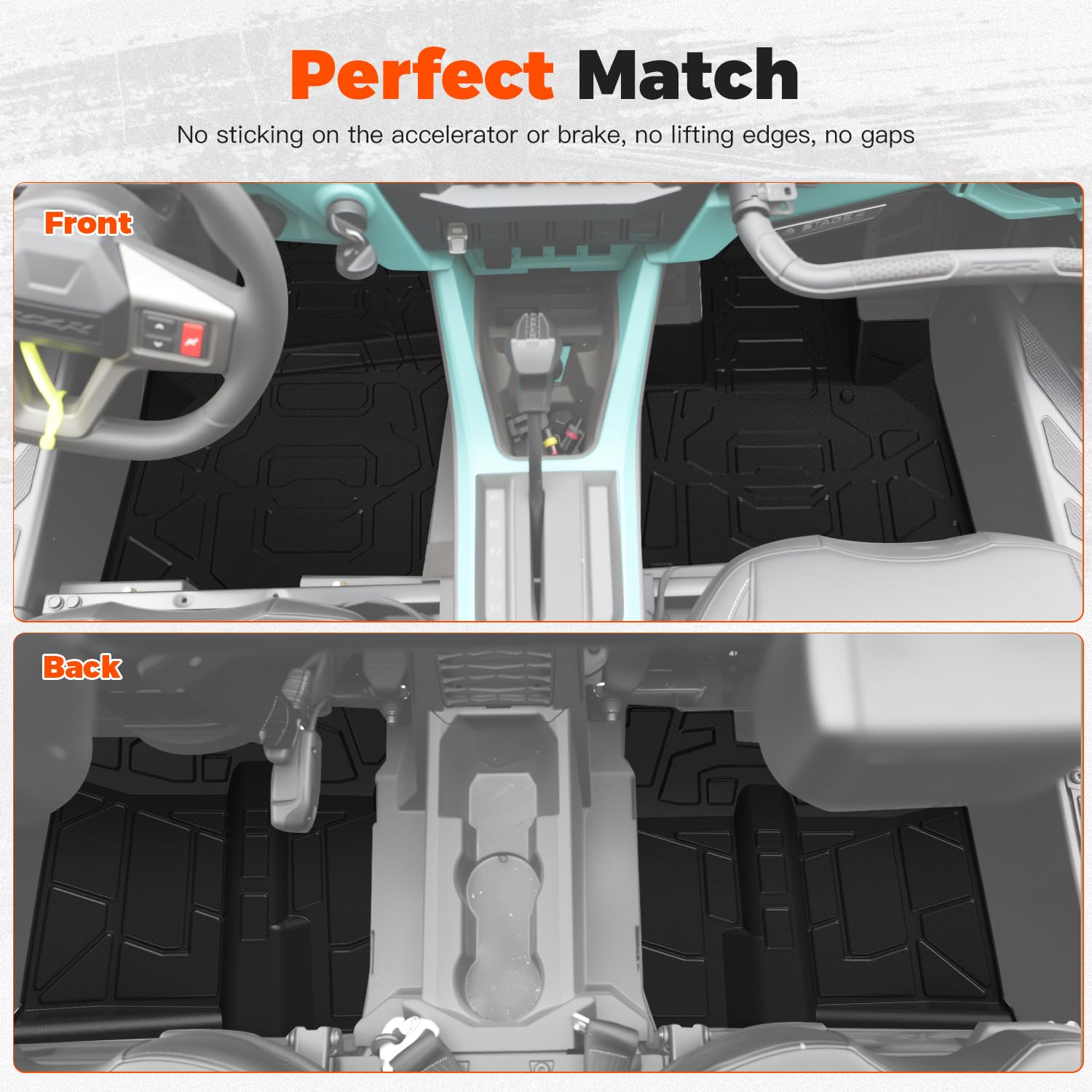 HugeUTV TPE Floor Mats for Polaris RZR PRO XP 4/R 4/S 4 (2020-2026) Accessories, Front and Rear Row Floor Liners All Weather Protection Slush Mats