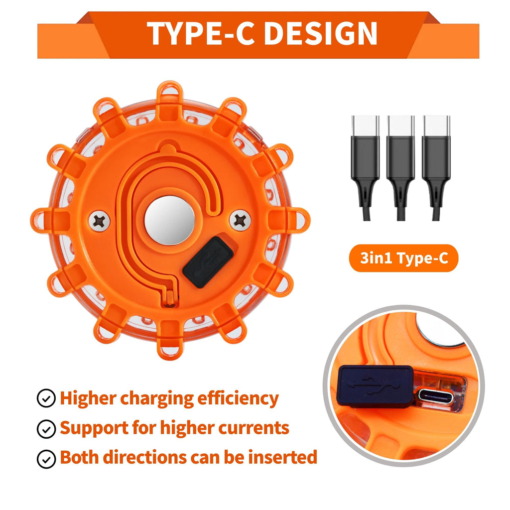 Markstor Led Road Flares 6 Pack LED Flares Emergency Kit Recharge LED Flares with Magnetic Roadside Safety Disc Flares Kit with Breaker Whistle for Vehicle