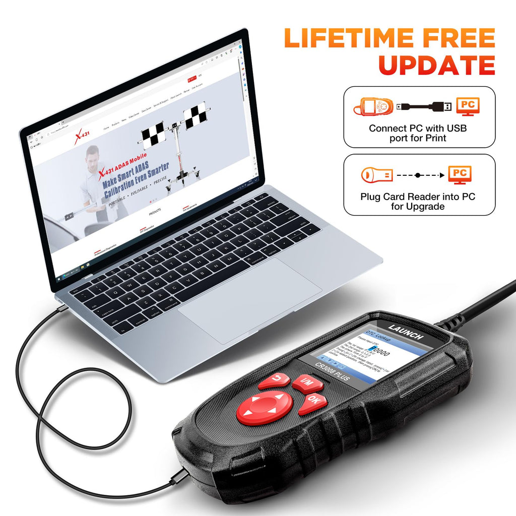 LAUNCH Professional OBD2 Scanner Diagnostic Tool CR3008 Plus,One-Click I/M,Lifetime Update Code Reader,Enhanced Check Engine Code Reader OBDII Car Scan Tool for All Vehicles After 1996,Battery Test