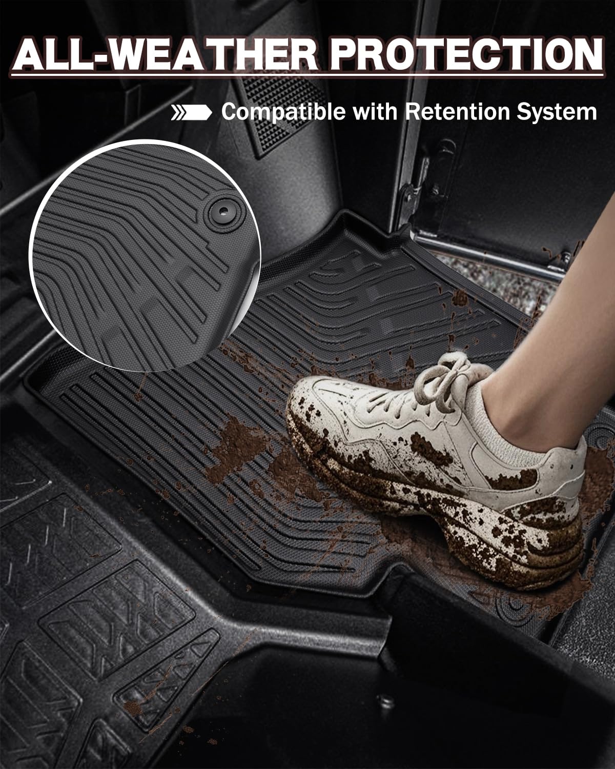 TPE Floor & Bed Mat Set for Polaris Ranger Crew XP 1000 (2019-2025) | 5 PCS All Weather Guard Custom Fit 6-Seat 2-Door UTV Rubber Liners | Non-Slip & Easy Clean Car Mat Cargo Liners Accessories