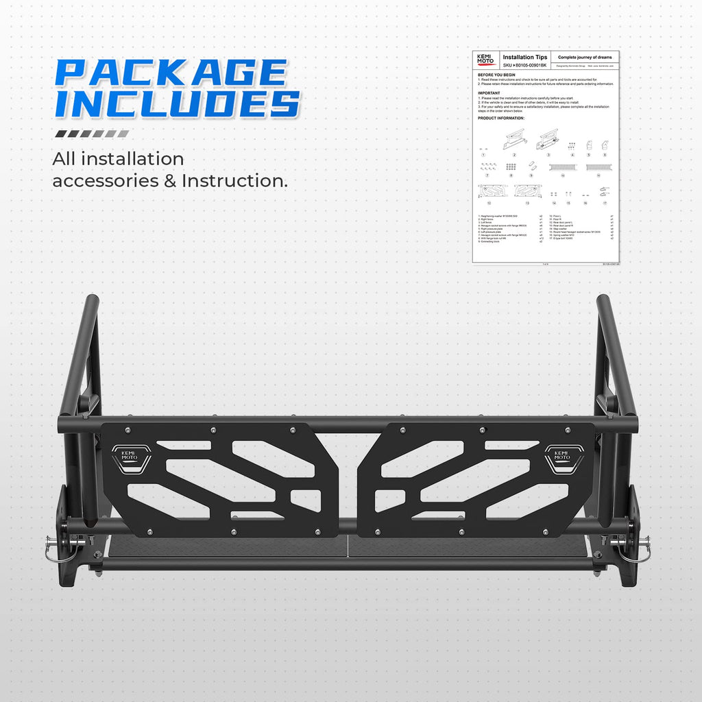 KEMIMOTO UTV Bed Extender Compatible with Pioneer 700-4 2014+/Pioneer 1000-5 2016+, Durable Steel Cargo Tailgate Extender Cargo Gate Accessories